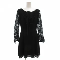 ジュネビビアン GENETVIVIEN 長袖ワンピース 9 袖フレア 黒 ブラック レース切替 /GV ■YHS13