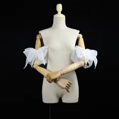 新品未使用 - 花嫁ドレス ストラップレス 腕隠し オーガンジー 蝶柄袖 肉隠し 袖カバー パフスリーブ