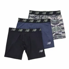 ニューバランス ボクサーパンツ 3枚セット メンズ USサイズ Newbalance プレミアムボクサー 股下6インチ 前開き 3Pパック 男性 紳士用  アンダーウェア 黒 紺 無地 カモ柄 ボクサーブリーフ 吸汗速乾 ドライ 下着/LAU13001-THN