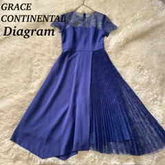 GRACE CONTINENTAL グレースコンチネンタル  Diagram ダイアグラム ロングワンピース レース　切り替え 変形デザイン  プリーツ ブルー オケージョン 結婚式 パーティ 二次会 食事会