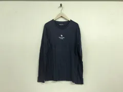 本物アバクロンビーアンドフィッチAbercrombie&Fitchアバクロコットンロゴ刺繍長袖ロンTシャツメンズサーフアメカジミリタリーストリートスケーターワークビジネススーツモードゴルフドレスバイカー紺ネイビーL