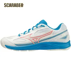 ミズノ テニスシューズBREAK SHOT 4 AC 61GA234025 MIZUNO ホワイト×コーラル×ブルー 22.5