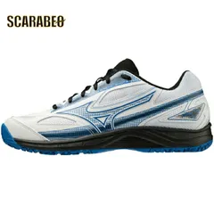 ミズノ テニスシューズ ブレイクショット 4 OC ホワイト×ブルー×ブラック ユニセックス 61GB234127 BREAK SHOT 4 OC MIZUNO - 23.5