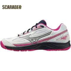 ミズノ テニスシューズ ブレイクショット 4 OC ホワイト×ネイビー×ピンク ユニセックス 61GB234160 BREAK SHOT 4 OC MIZUNO - 25.0