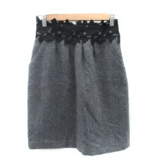 プロポーション ボディドレッシング PROPORTION BODY DRESSING タイトスカート ひざ丈 レース 切替 2 M チャコールグレー 黒 ブラック /HO8