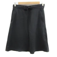 プラステ PLST フレアスカート ひざ丈 無地 イージー 裏起毛 2 黒 ブラック /YS12