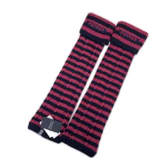 未使用品 レディース パーリーゲイツ PEARLY GATES レッグウォーマー フリー ネイビー×ピンク ボーダー柄 ケーブルニット