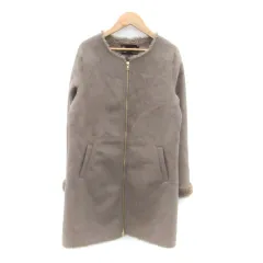 アーバンリサーチ サニーレーベル URBAN RESEARCH Sonny Label フェイクムートンコート ノーカラーコート ロング丈 ダブルジップ 36 S 茶色 ブラウン /HO3