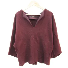 バンヤードストーム BARNYARDSTORM ニット カットソー 七分袖 スリットネック レースアップ ウール混 0 バーガンディ /YM8