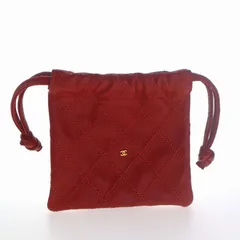 【中古】CHANEL シャネル ミニ 巾着ポーチ 小物ケース ポーチ レディース メンズ ケース レッド