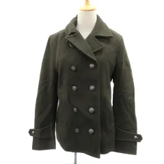 グリーンレーベルリラクシング ユナイテッドアローズ green label relaxing Pコート ピーコート ショート丈 ダブルボタン M カーキ /YK8