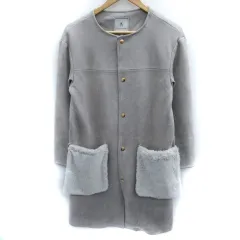 ロペピクニック ROPE Picnic ノーカラーコート ロング丈 スエード調 フェイクファー 36 S グレー /SM11
