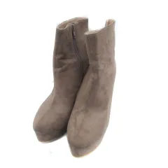 レディ Rady ショートブーツ ポインテッドトゥ ピンヒール ハイヒール スエード調 M 23.5～24cm 茶色 ブラウン ピンクゴールド色 /HO1