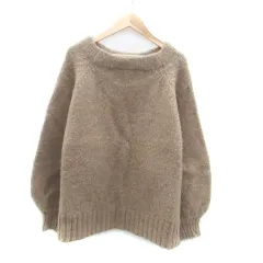 ナノユニバース nano universe ニット セーター オフネック 長袖 無地 F 茶色 ブラウン /HO31