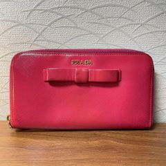 PRADA サフィアーノ ピンク リボン 長財布 PRADA プラダ 長財布 リボンZIP長財布 ピンク サフィアーノ 1MH132