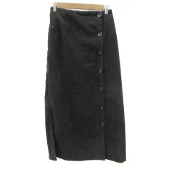 ナイスクラップ NICE CLAUP ナチュラルクチュール natural couture タイトスカート ロング丈 コーデュロイ F ブラック 黒 /YM13