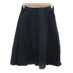 ナチュラルビューティーベーシック NATURAL BEAUTY BASIC フレアスカート ミモレ丈 無地 XS 紺 ネイビー /YS18