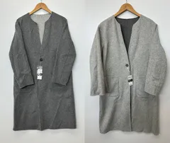 【未使用】J.PRESS ジェイプレス ノーカラージャケット ロングコート Fサイズ リバーシブル グレー (2601243)