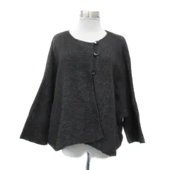 ニコアンド Niko and.. ニットカーディガン ミドル丈 ラウンドネック オーバーサイズ グレー /YS38