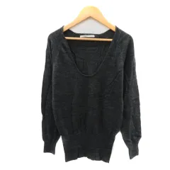 ケイビーエフ KBF アーバンリサーチ ニット カットソー 七分袖 ウール ダークグレー /YK39