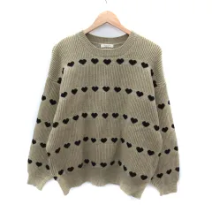フリークスストア FREAKS STORE ニット セーター 長袖 総柄 F オーバーサイズ ベージュ 黒 ブラック /SM7