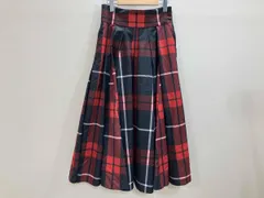 LOULOU WILLOUGHBY プリントチェック柄ロングスカート ロングスカート 赤 2 春