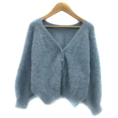 ロペピクニック ROPE Picnic シャギーニットカーディガン ミドル丈 Vネック オーバーサイズ 38 M 水色 ライトブルー /YS14