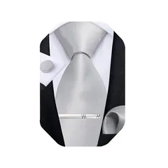 [DiBanGu] 結婚式 ネクタイシルバー 無地 ハンカチ タイピン ネイビーネクタイ セット メンズ フォーマル 入学式 ビジネス