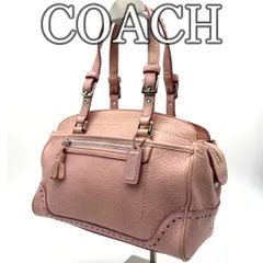 コーチ COACH レザー ハンドバッグ ミニボストン ピンク 多ポケット ファスナー開閉 小ぶりサイズ フルグレインレザー 本革 シボ革 上品カラー 自立型 収納力あり デイリー 普段使い お出かけ レディース