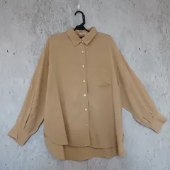 Ungrid アングリッド レディス シャツ 長袖 オーバーサイズ ビッグシルエット ルーズフィット 無地 ベージュ 〇□