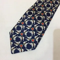 未使用☆Aquascutum アクアスキュータム シルクネクタイ ネイビー ゾウ柄