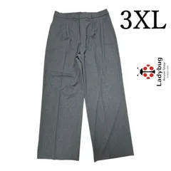 ユニクロ　レディース　タックワイドパンツ　グレー　無地　3XL　ウエスト92　ヒップ126　股上34　わたり41　股下75　裾幅27