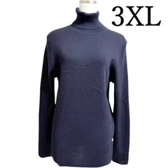 ユニクロ　タートルネックセーター　エクストラファインメリノ　リブニット　長袖　紺　ネイビー　3Xl