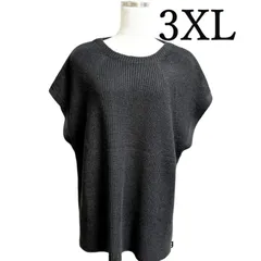 GU　レディース　レイヤード用　半袖ニット　サイドスリットフレンチスリーブ　セーター　黒　ブラック　3XL　肩幅62　バスト116　裄丈31　着丈65