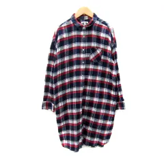 グローバルワーク GLOBAL WORK シャツワンピース ひざ丈 長袖 チェック柄 マルチカラー L 紺 ネイビー 赤 レッド /SY46