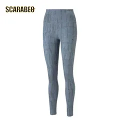 【在庫処分セール】プーマ PUMA スタジオ AOP トレンド タイツ レディース 523611-18 ブルー 青 ハイウエスト ヨガ フィットネス スパッツ レギンス dryCELL 通気性 キャットロゴ 523611-18 M