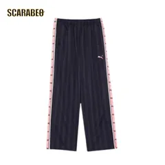 プーマ PUMA メンズ トレーニング シャドウ ストライプ ニット パンツ 527755 71 New Navy-Geranium Pink シャドウキャットストライプ ジャージ ボトムス レトロ セットアップ対応 527755-71 L