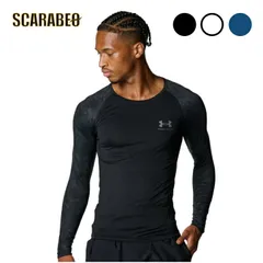 アンダーアーマー UA ヒートギア コンプレッション 長袖 ロングスリーブ シャツ メンズ トレーニング ブラック ホワイト ミッドナイトネイビー 6007728 Under Armour 吸汗速乾 ストレッチ フィット ブラック (001) SM【S】