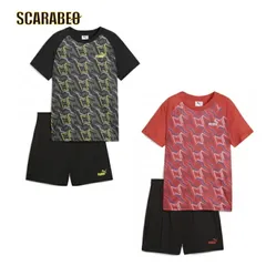 プーマ ボーイズ TAD ESS ポリ AOP Tシャツ & ショーツ 上下セット スポーツウェア トレーニングウェア   687812 PUMA Black 140