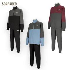 PUMA プーマ メンズ ウーブン カラーブロック トラックスーツ 691019 上下セット スポーツウェア トレーニングウェア ジャージ ポリエステル ポケット付き ブラック ブルー グレー 691019 Dusky Gray（44） M