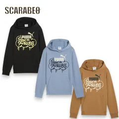 PUMA プーマ ジュニア キッズ 子供 スウェット パーカー MID90S HD TR B 691185 フレンチテリー フーディ 90年代 レトロ スポーツウェア トレーナー ブラック ブルー 691185 01：PUMA Black 160