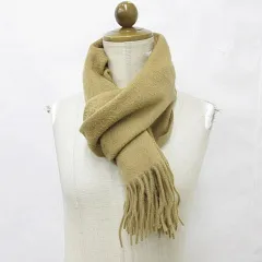 アクアスキュータム AQUASCUTUM マフラー ストール フリンジ カシミヤ ブラウン 茶 キャメル
