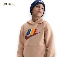 ナイキ スポーツウェア クラブ フリース ジュニア パーカー NIKE キッズ ユニセックス フーディー プルオーバー 軽量 起毛 ミルクティー fd2988-201 160