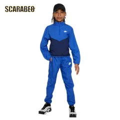 ナイキ キッズ ジュニア ウーブン トラックスーツ 上下セット NIKE YTH NSW QZ ハイブリッド FD3058 スポーツウェア ジャージ 子供服 ジャケット ロングパンツ Gロイヤル(480) fd3058-480 150