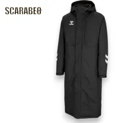 ヒュンメル ジュニア ロングコート 中綿 HAW8118 撥水 防風 保温 ベンチコート チームパデッドロングコート hummel サッカー フットサル 部活 マルチアスレ ブラック haw8118-90 L-O