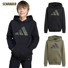 アディダス キッズ カモ グラフィック パーカー 裏起毛 フリース プルオーバー フード付き ジュニア ブラック JV5128 オリーブ JV5127 jyd46 ブラック（JV5128） 160