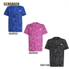 【在庫処分セール】アディダス Tシャツ 半袖 ジュニア エッセンシャルズ 総柄プリント 半袖Tシャツ 子供 ジュニアサイズ アディダスアパレル アディダスウェア スポーツウェア トレーニングウェア kos11 ブルー IS2553 160