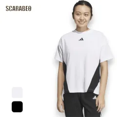 adidas アディダス レディース 半袖 Tシャツ KQD82 カラーブロック AEROREADY 吸汗速乾 コットン混 スポーツウェア トップス ルーズフィット kqd82 JP0008：ブラック M