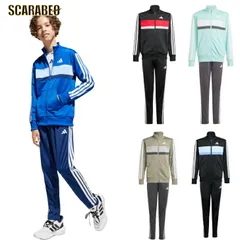 アディダス キッズ ジュニア トラックスーツ 上下セット ジャージ K TIBE 子供服 ロングパンツ ジャケット スポーツウェア 130-160cm adidas KQG66 KB7327：ホワイト／ブラック 150