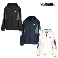 アディダス ウィンドブレーカー レディース W TEAM 3S ウーブンジャケット 防風 フルジップ フーディ 長袖 女性用 アウター スポーツウェア adidas ncx84 KA0932：ブラック L